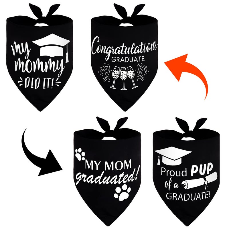 Whaline 2 Pack Graduation Dog Bandana Reversible Doggy Graduation Cap Triangle Bibs Adjustable Pet Kerchief Scarf Outfit Costume Washable Neckerchief for Dog Cat Everyday Wear Party Accessories - Image 1